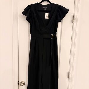 Zarr Collection Black Flutter Sleeve Wide Leg Jumpsuit - Size 6